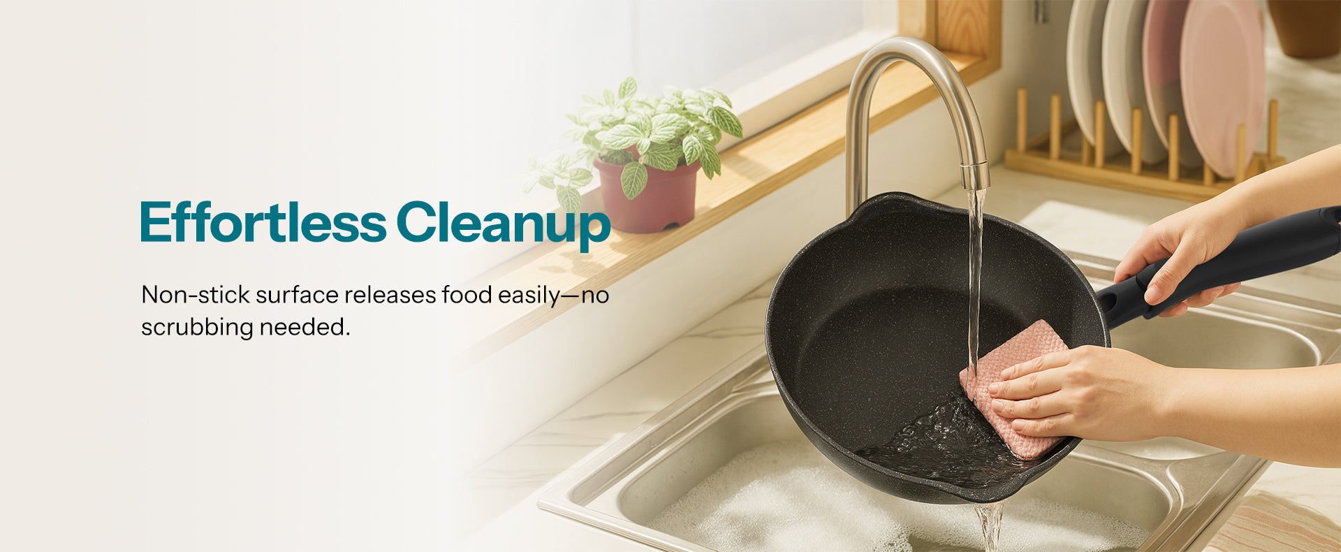 Non-Stick Saute Pan With Double Pour Spouts banner2