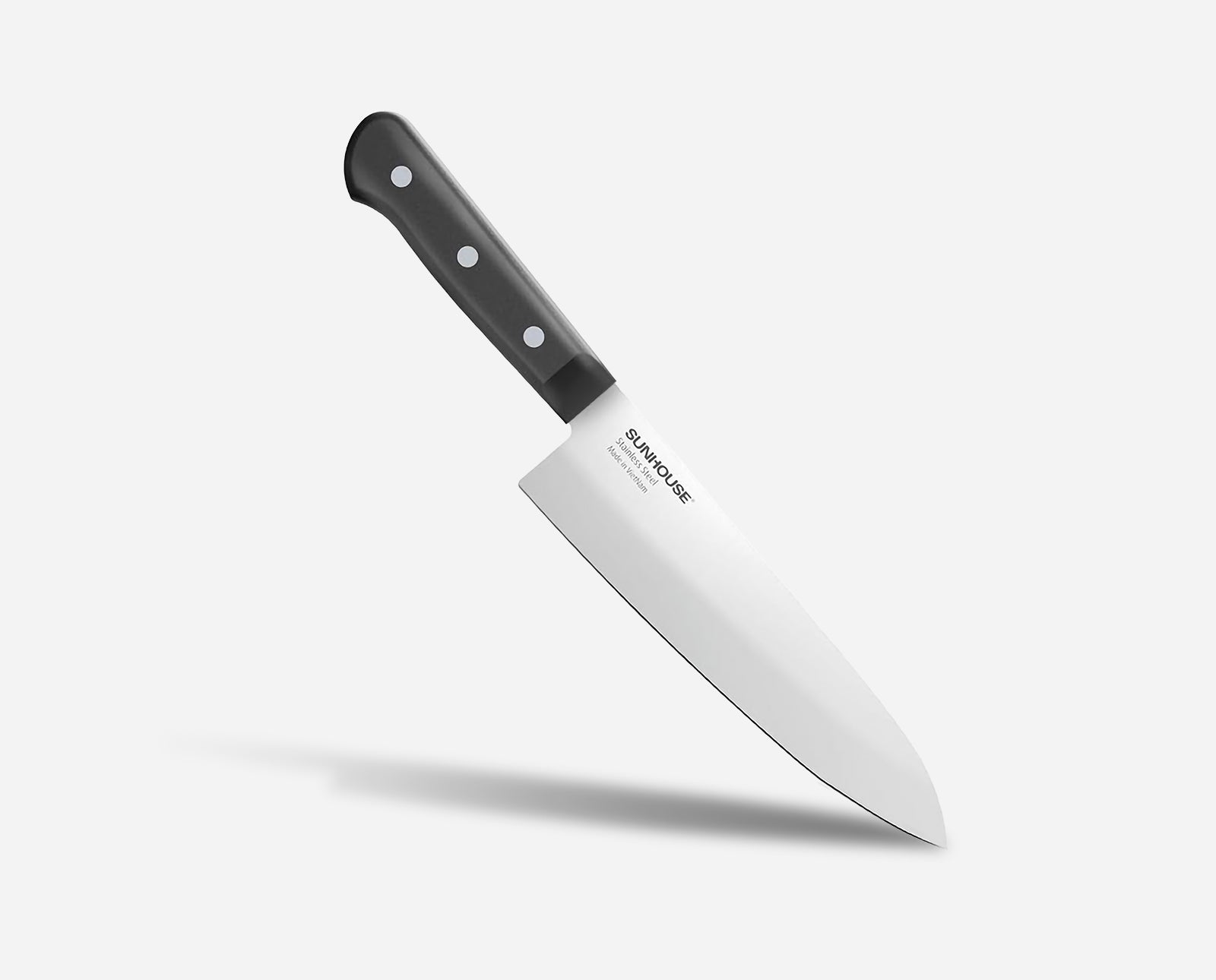 Sunhouse Knife with a black handle on a white background