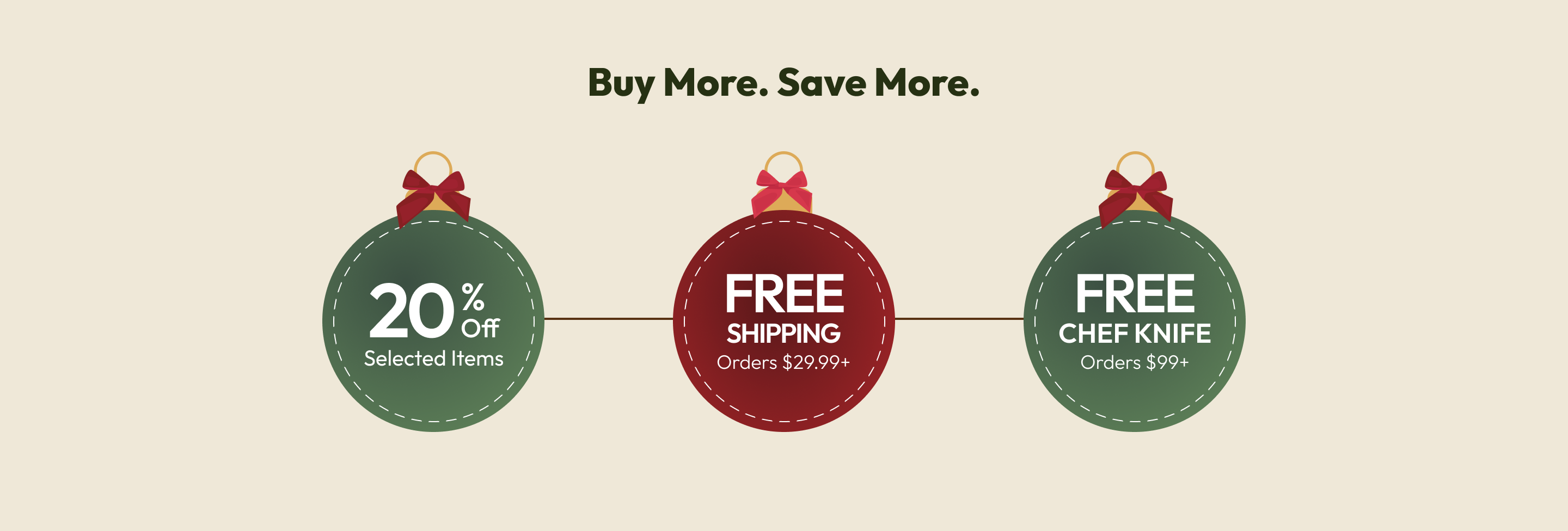 Promotional banner with discounts and free shipping offer on a beige background