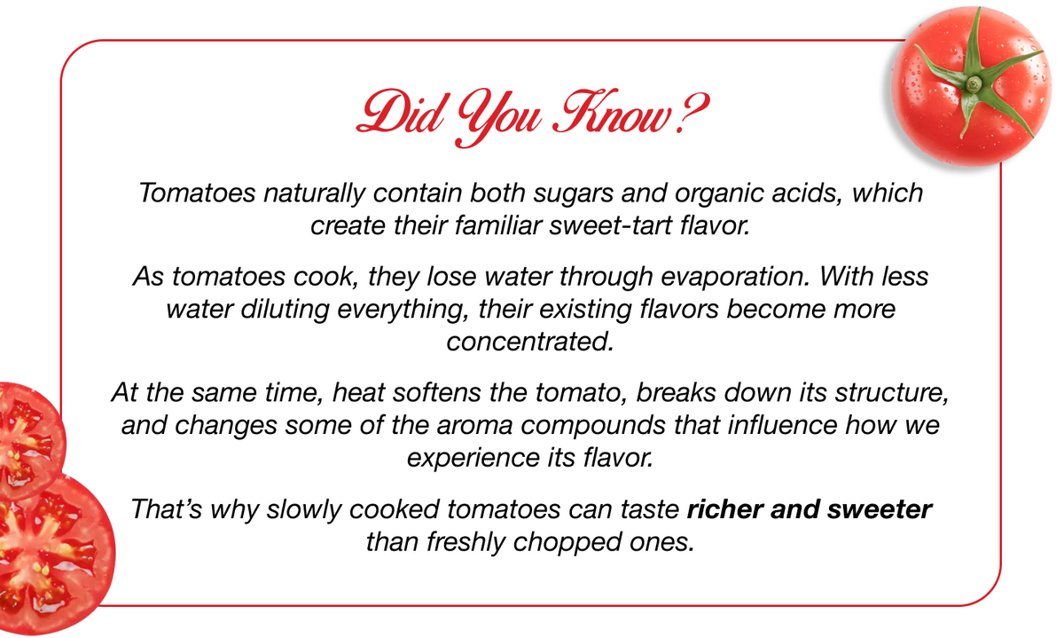 WHY DO TOMATOES TASTE SWEETER WHEN COOKED? 🍅