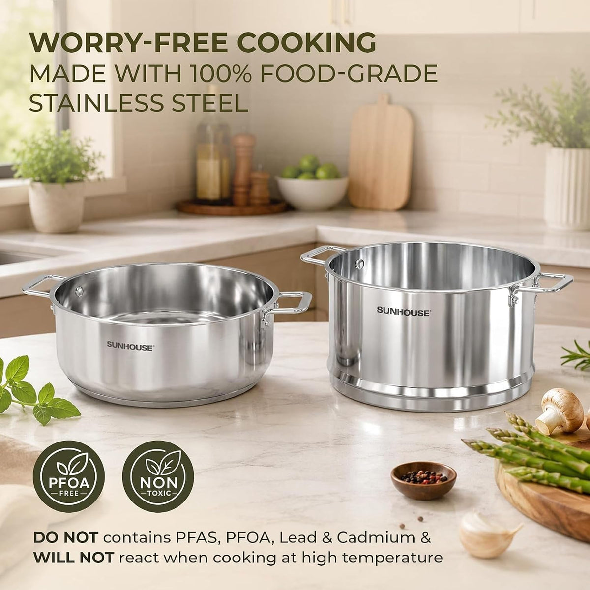 Extra-Deep 2-Tier Tri-Ply Base Stainless Steel Steamer Pot