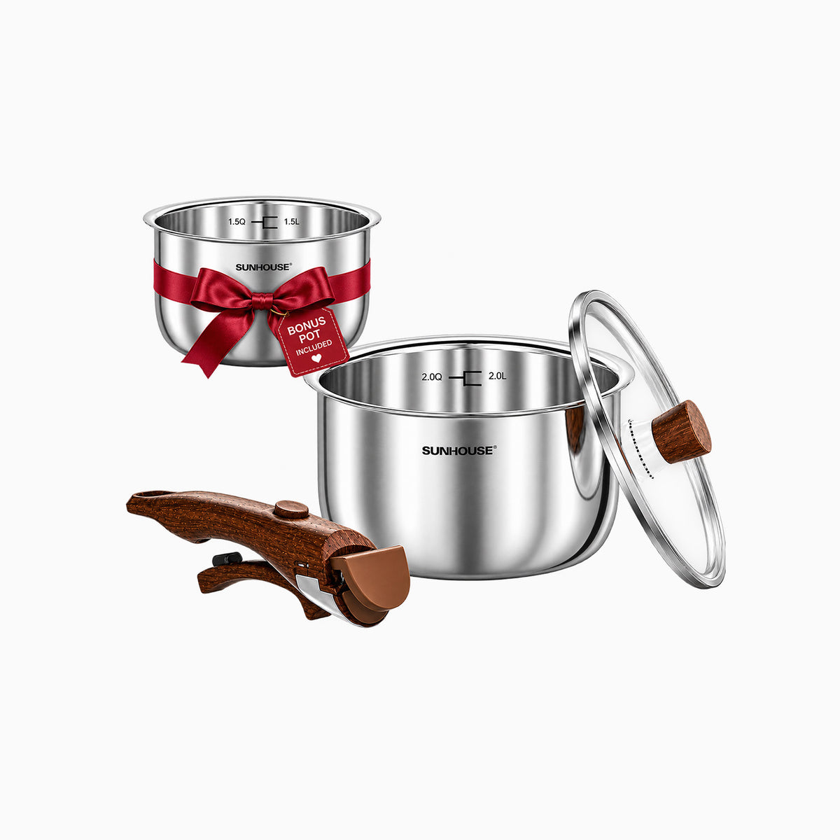 2-size stainless steel saucepan set with detachable handle 01