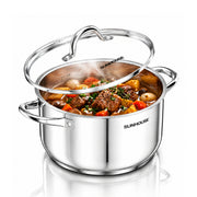 6-Quart Tri-Ply Base Stainless Steel Stock Pot with Glass Lid
