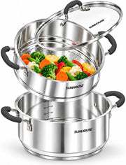 SUNHOUSE 6-Quart Stainless Steel Steamer Pot for Cooking
