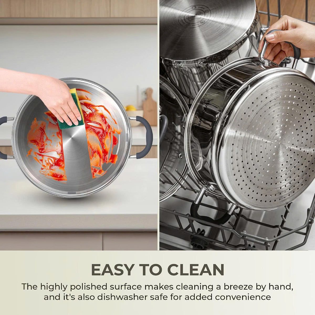 SUNHOUSE 6-Quart Stainless Steel Steamer Pot for Cooking