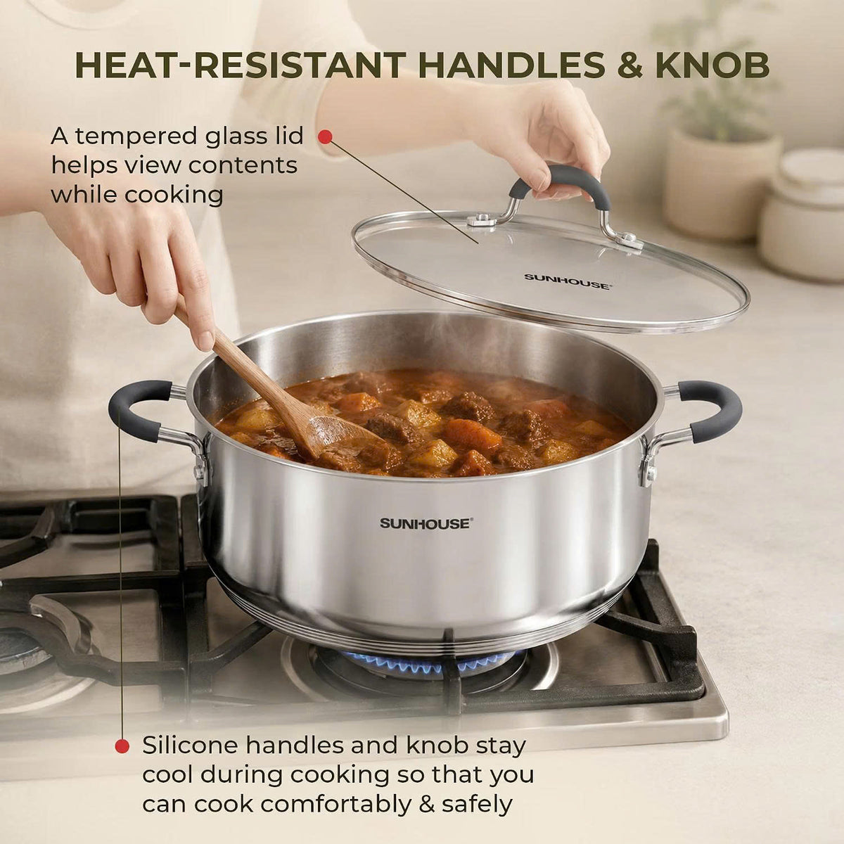 SUNHOUSE 6-Quart Stainless Steel Steamer Pot for Cooking