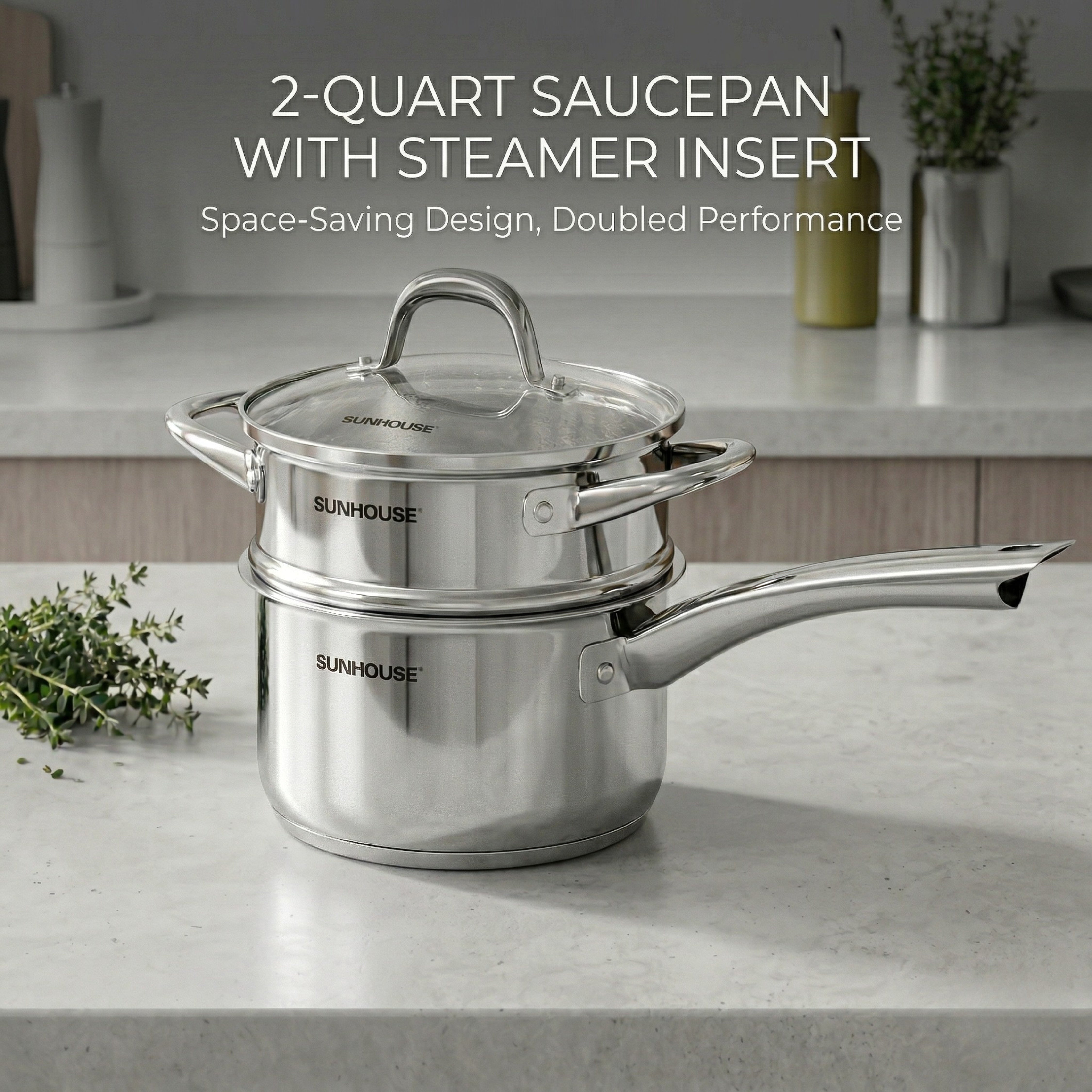  2 Quart Stainless Steel Saucepan with Steamer Insert 04