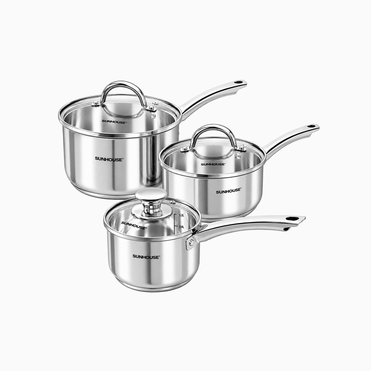 3-Size stainless steel saucepan set 01