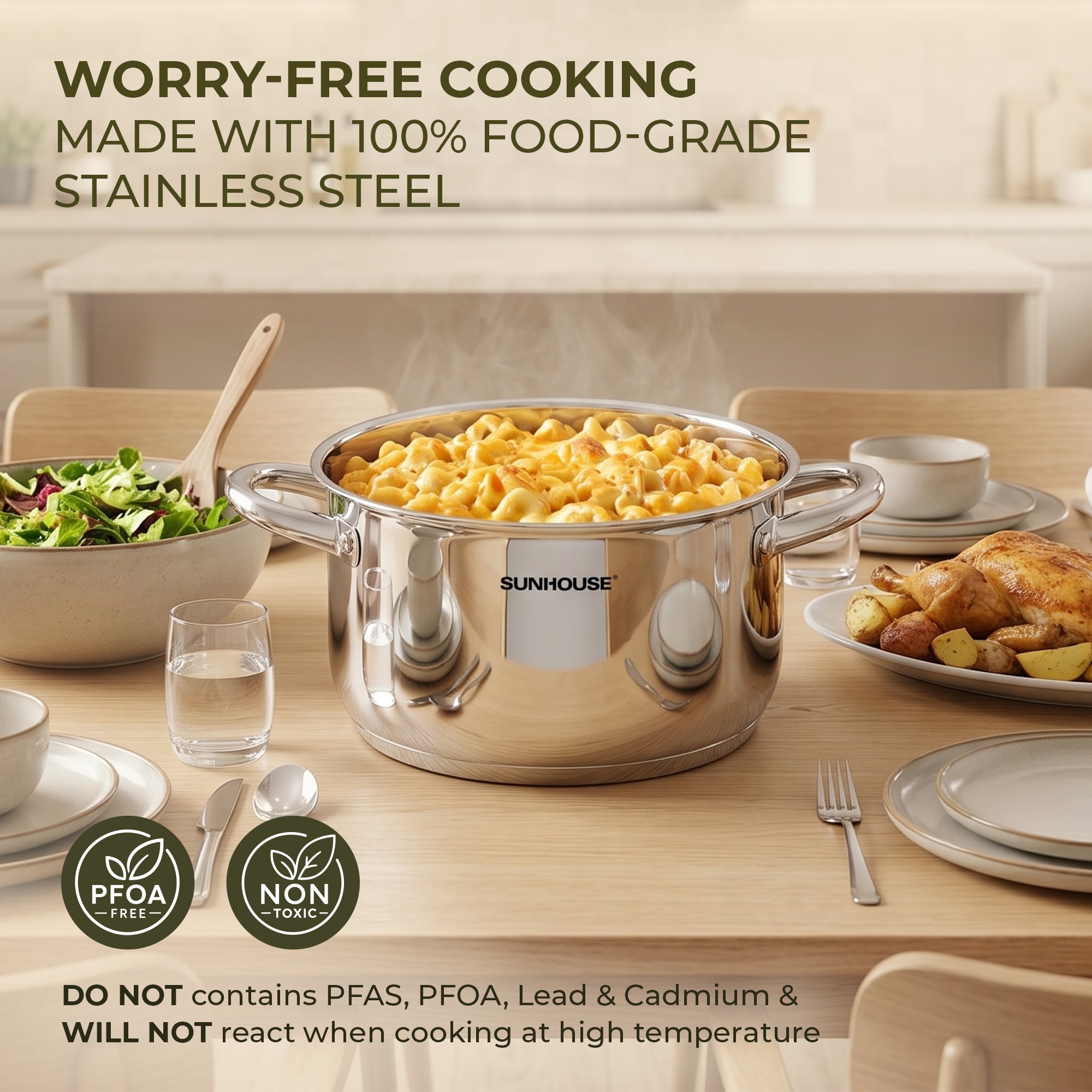 ストーブ SUNPOt KSH-70KCB(SG) Stainless Steel Stock Pot With Lid | Sunhouse Global