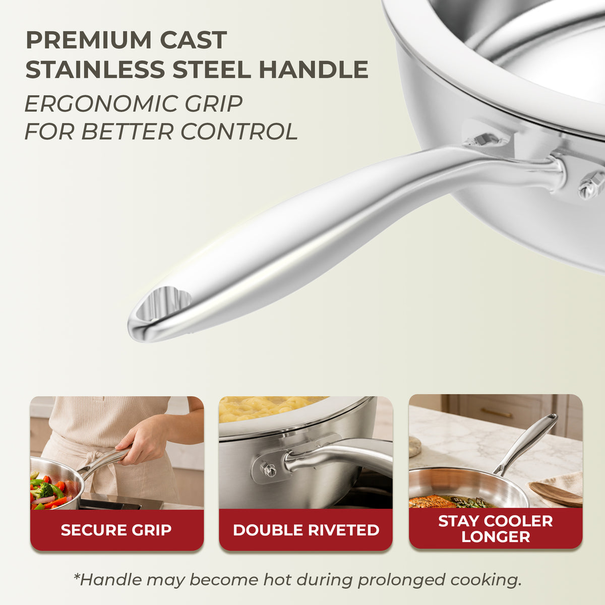 Sunhouse 11" Tri-Ply Stainless Steel Saute Pan with Lid