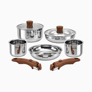 9-piece full-clad stainless steel cookware set with detachable handles 01