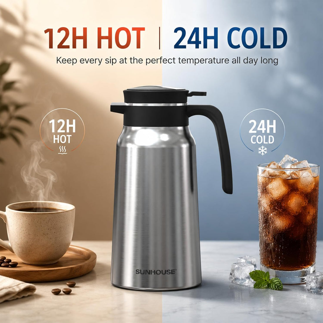 Superior Heat Retention Thermal Coffee Carafe