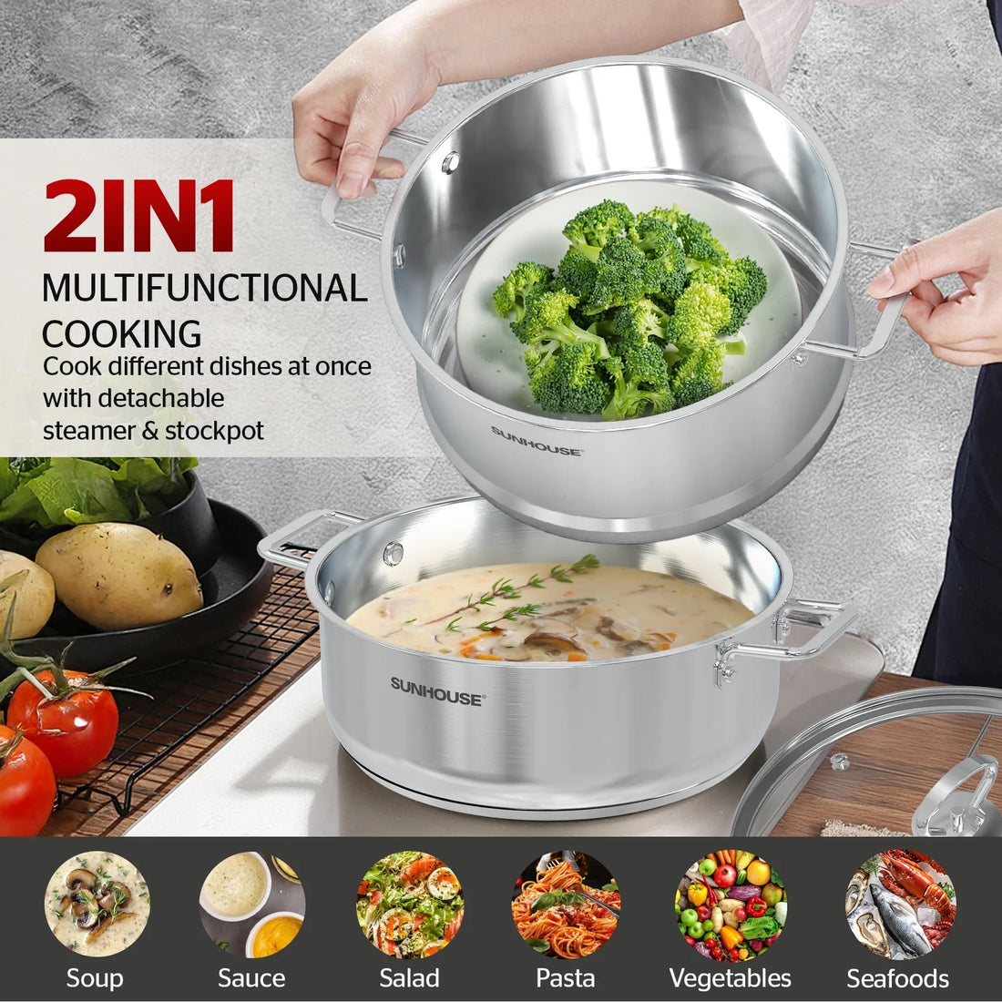 2-in-1 Steamer Pot