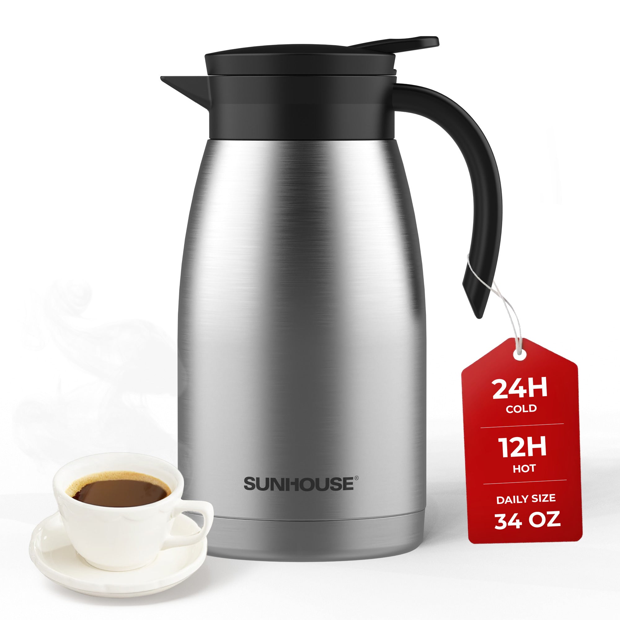  Modern Stainless Steel Thermal Coffee Carafe - Silver 02