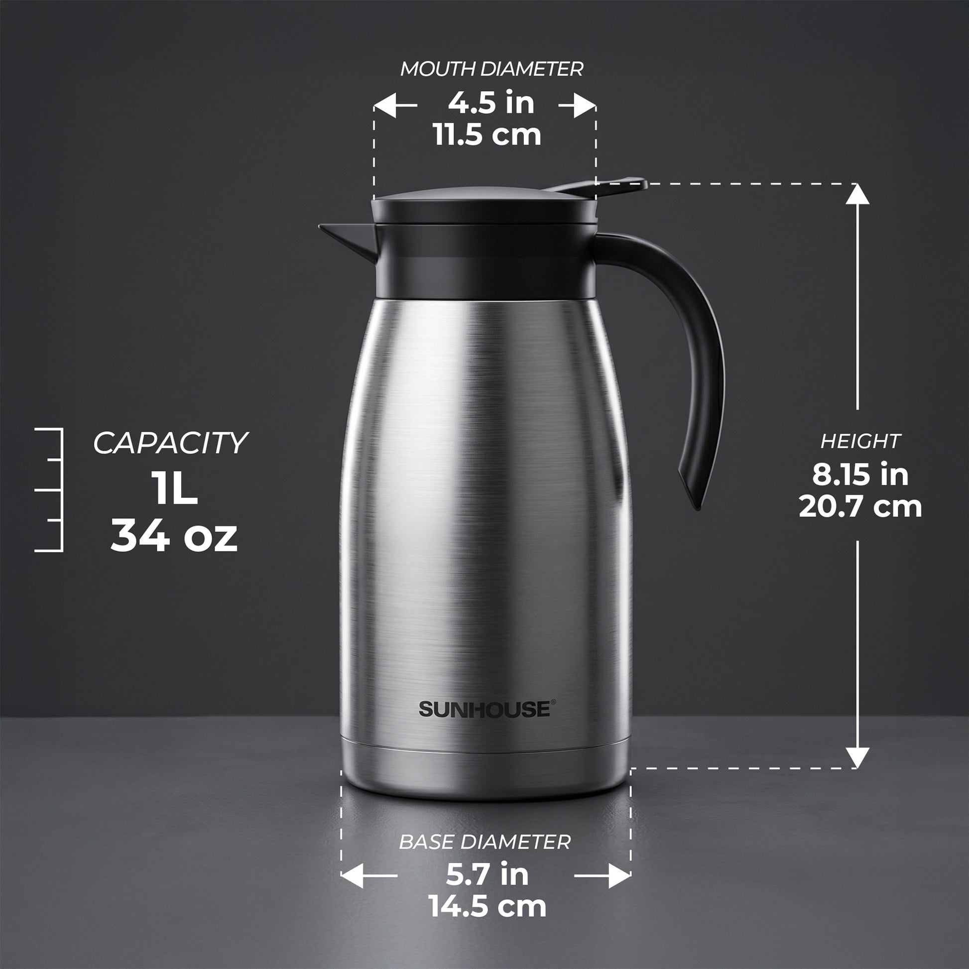  Modern Stainless Steel Thermal Coffee Carafe - Silver 09