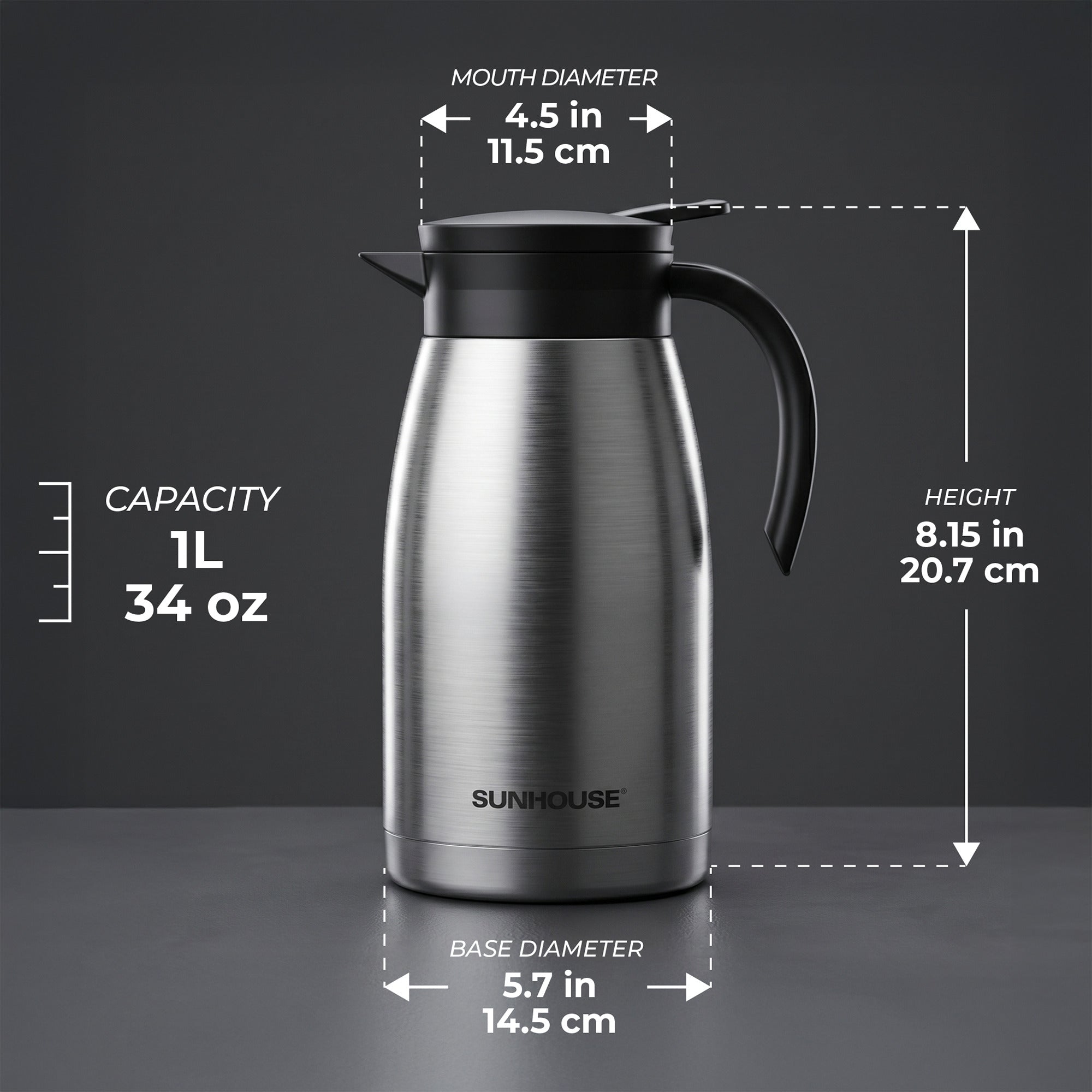  Modern Stainless Steel Thermal Coffee Carafe - Silver 09