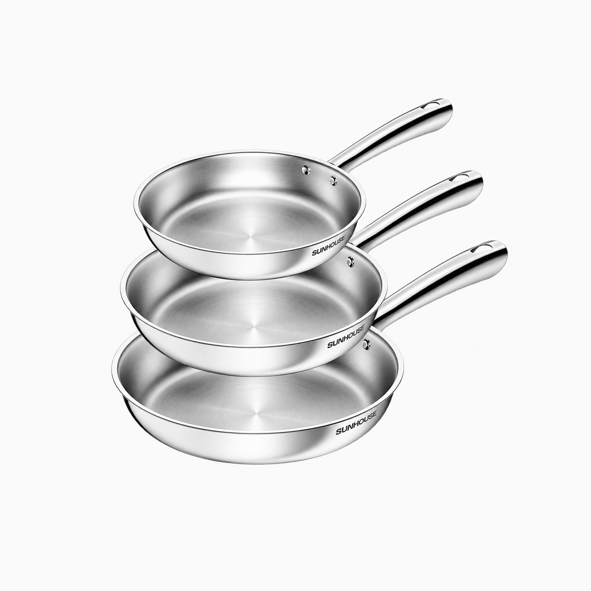 Tri-Ply Stainless Steel Frying Pans Set 01