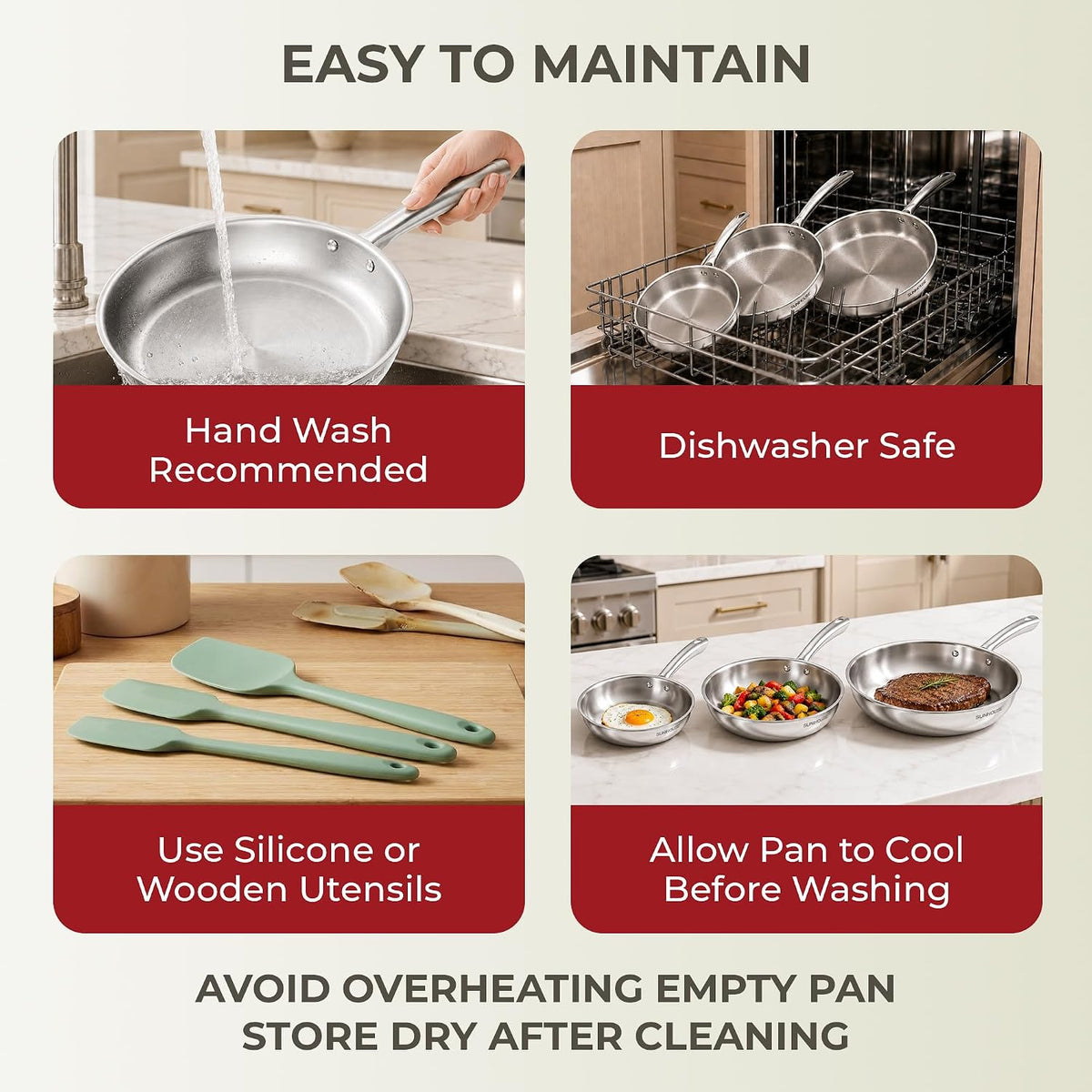  Tri-Ply Stainless Steel Frying Pans Set 02
