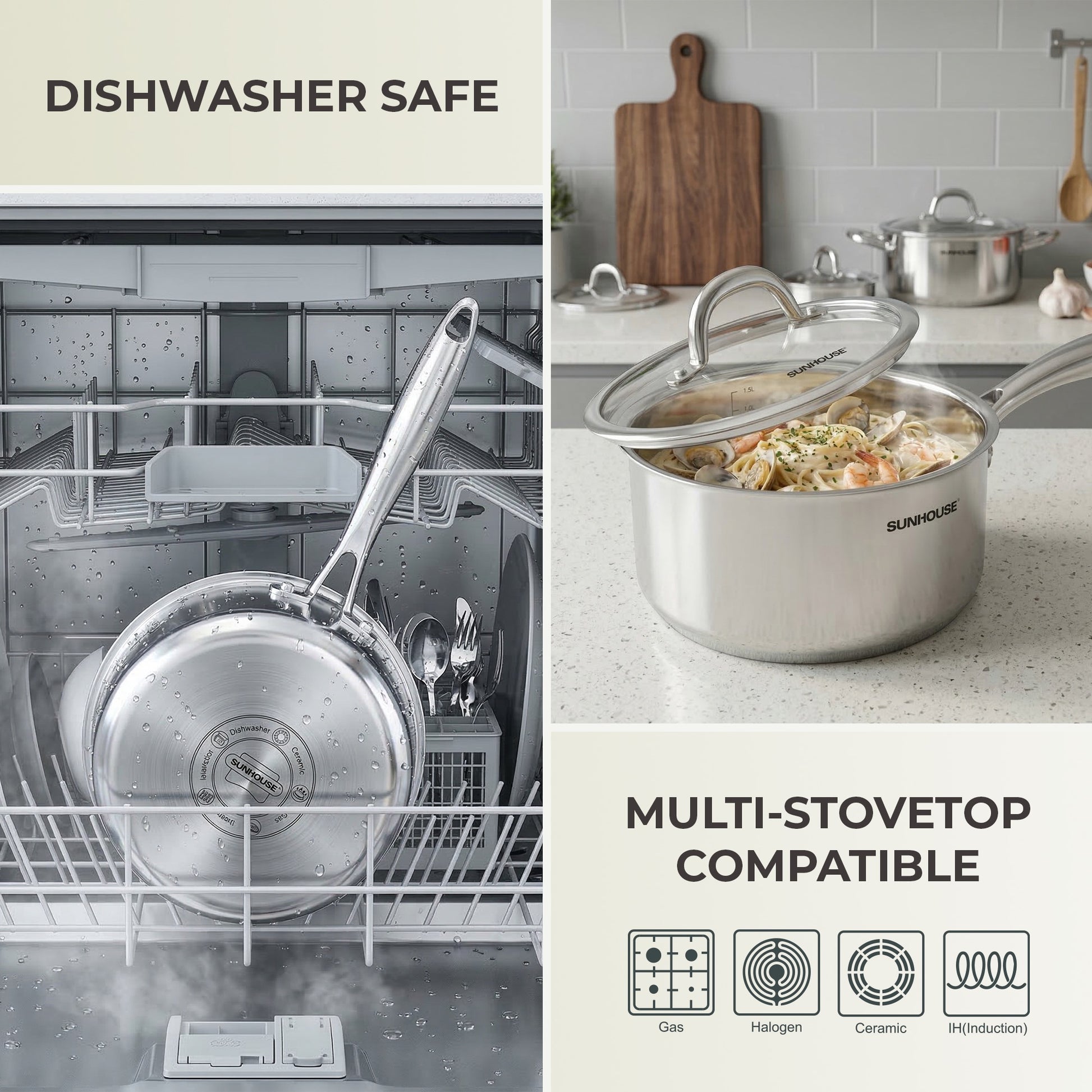  Whole-clad Stainless Steel Saucepan with Lid 06