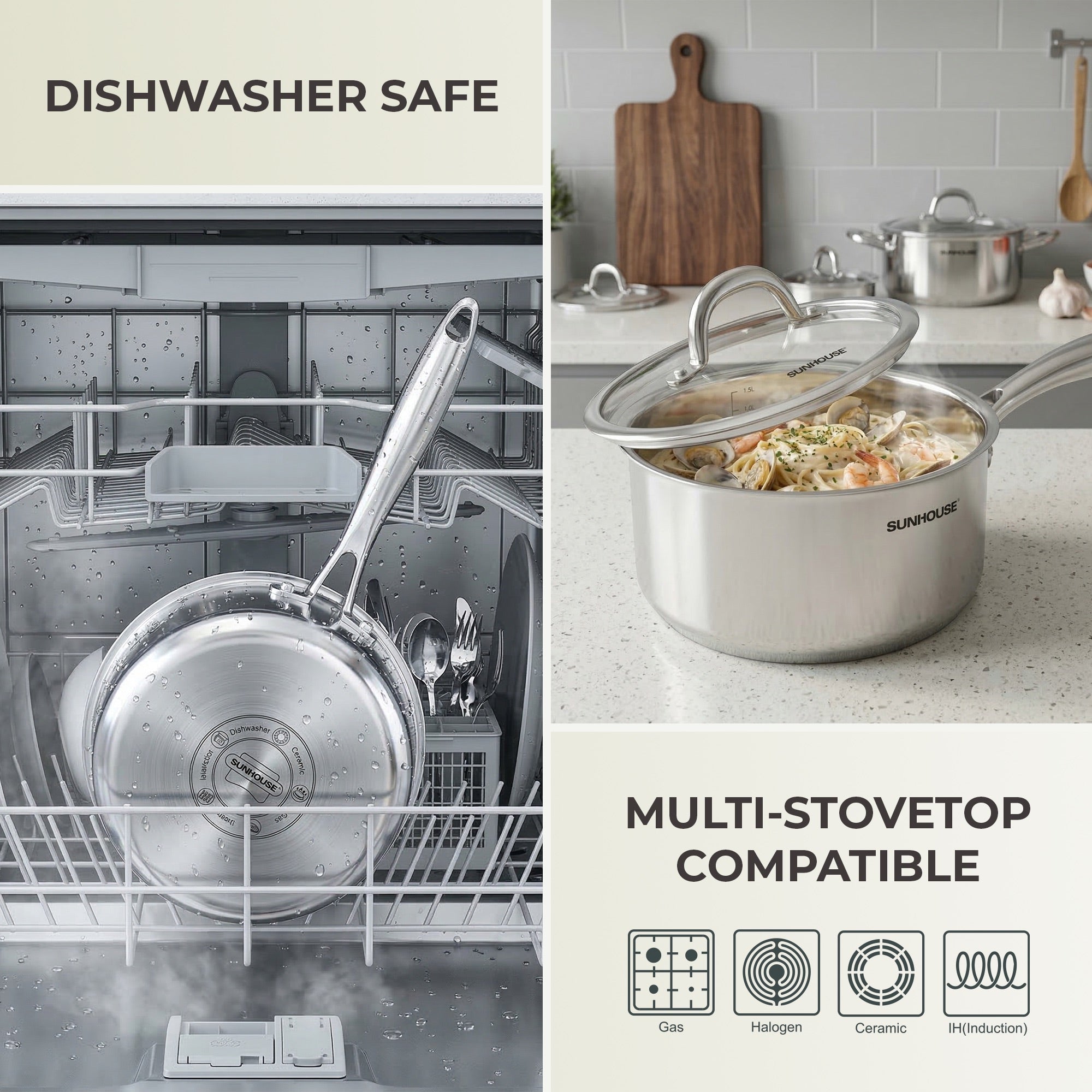  Whole-clad Stainless Steel Saucepan with Lid 06