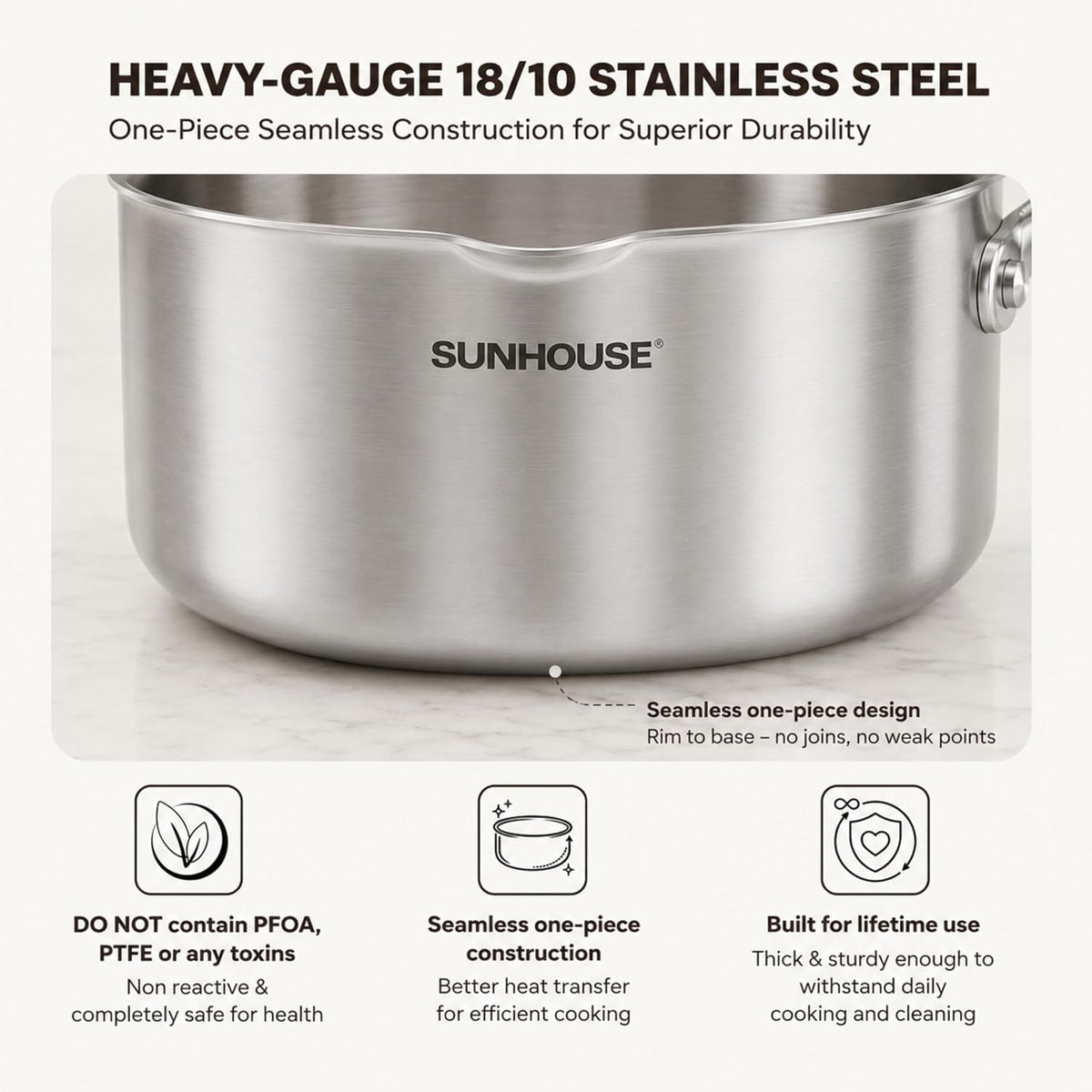 Whole-clad Stainless Steel Saucepan with Pour Sprouts & Strainer Lids 02