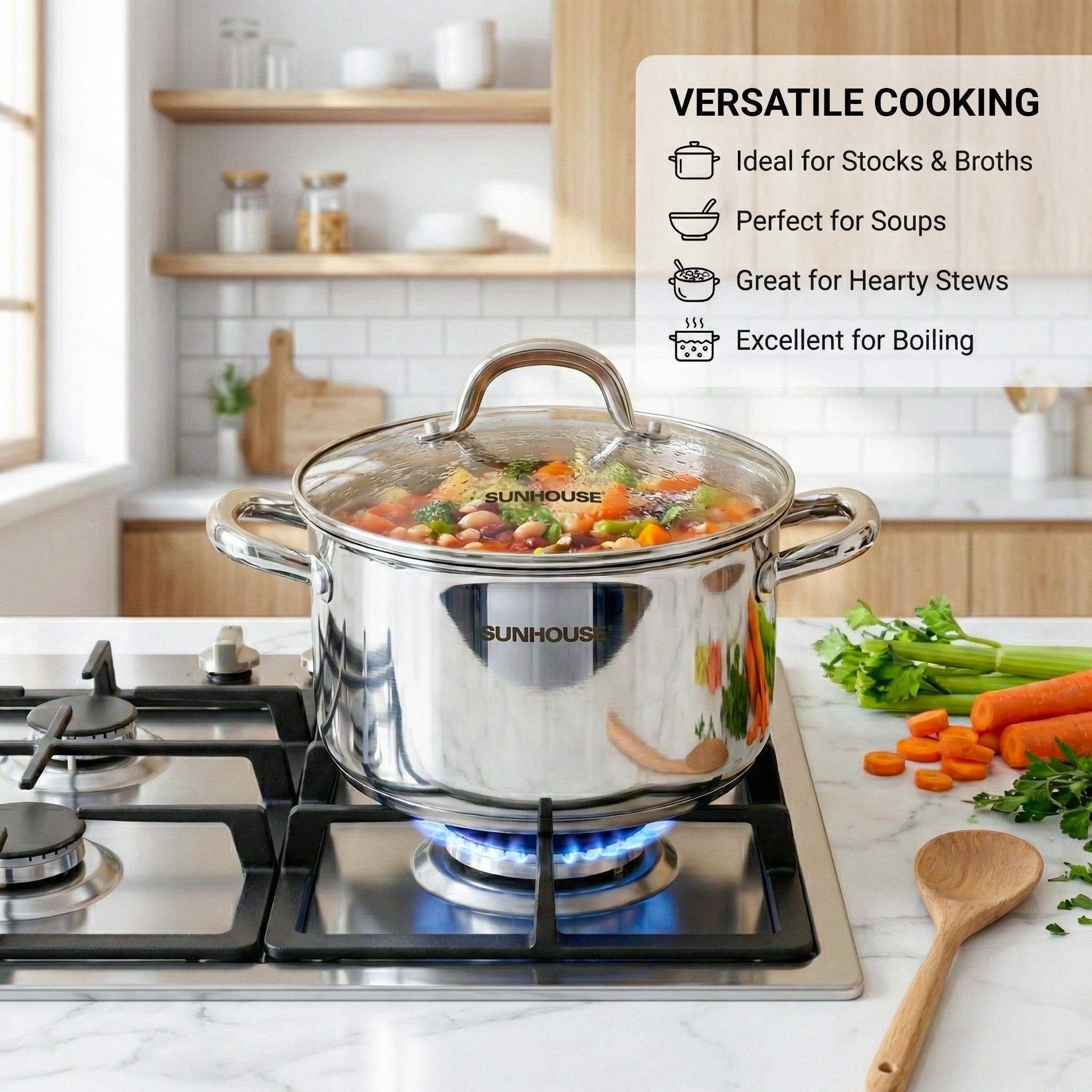  Whole-clad Tri-ply Stainless Steel Stock Pot with Lid 06