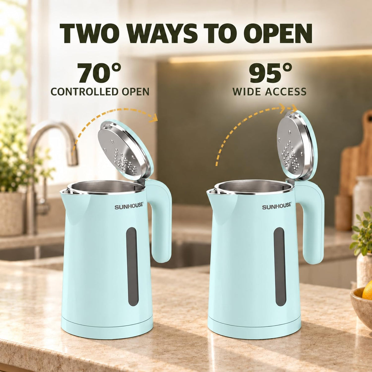 Sunhouse Stainless Steel Electric Kettle 1.8L, Hot Water Tea Kettle, Blue