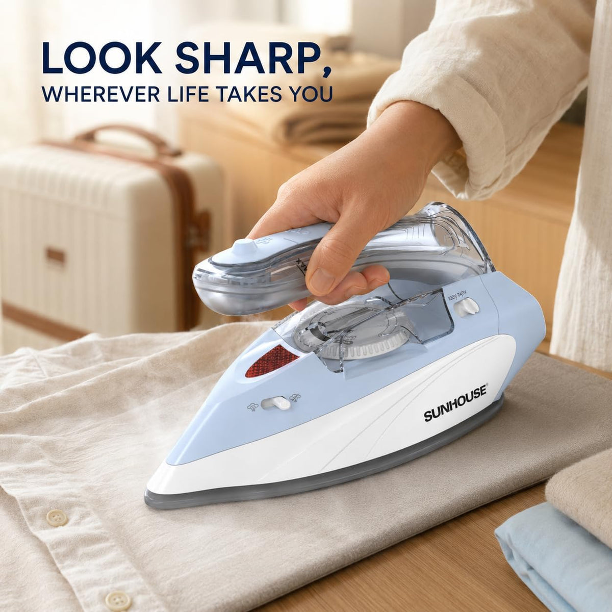 Sunhouse Mini Travel Iron, Dual Voltage 120V/240V Steam Iron for Clothes