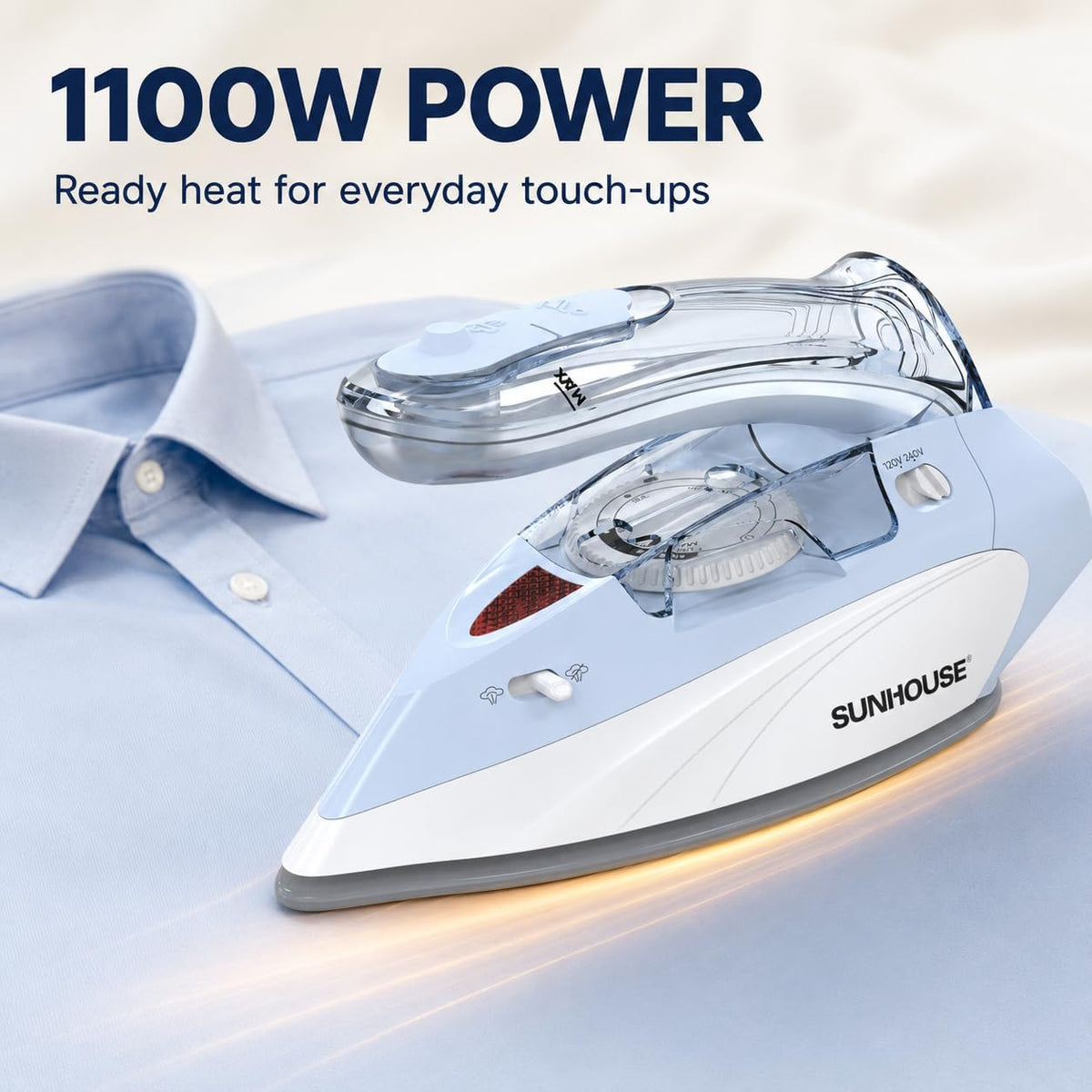 Sunhouse Mini Travel Iron, Dual Voltage 120V/240V Steam Iron for Clothes