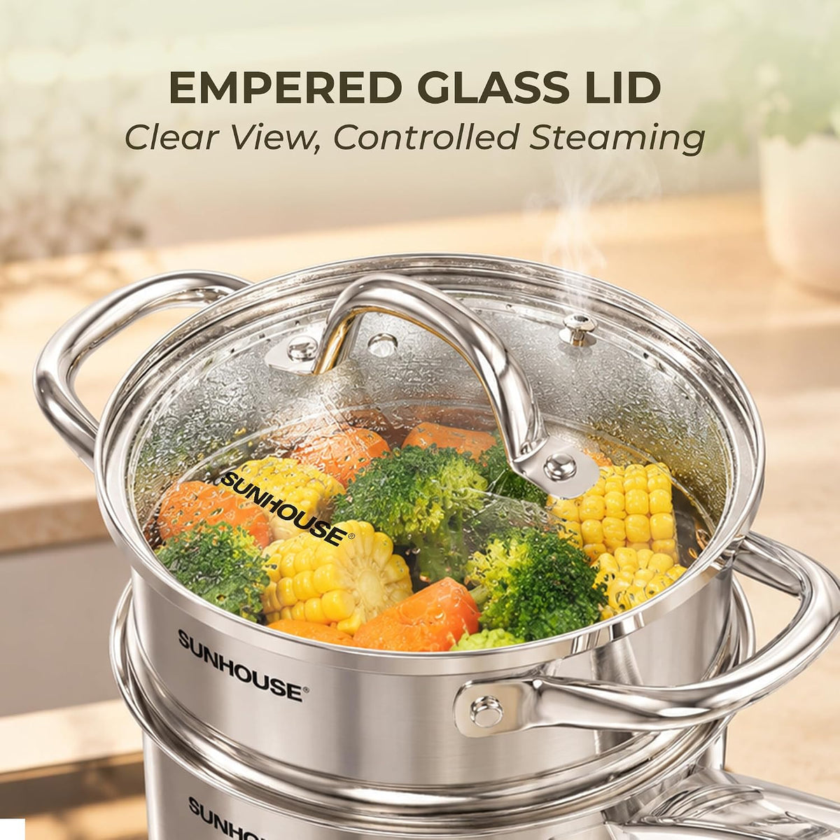 Stainless Steel SaucePan with Steamer Insert AM508-20