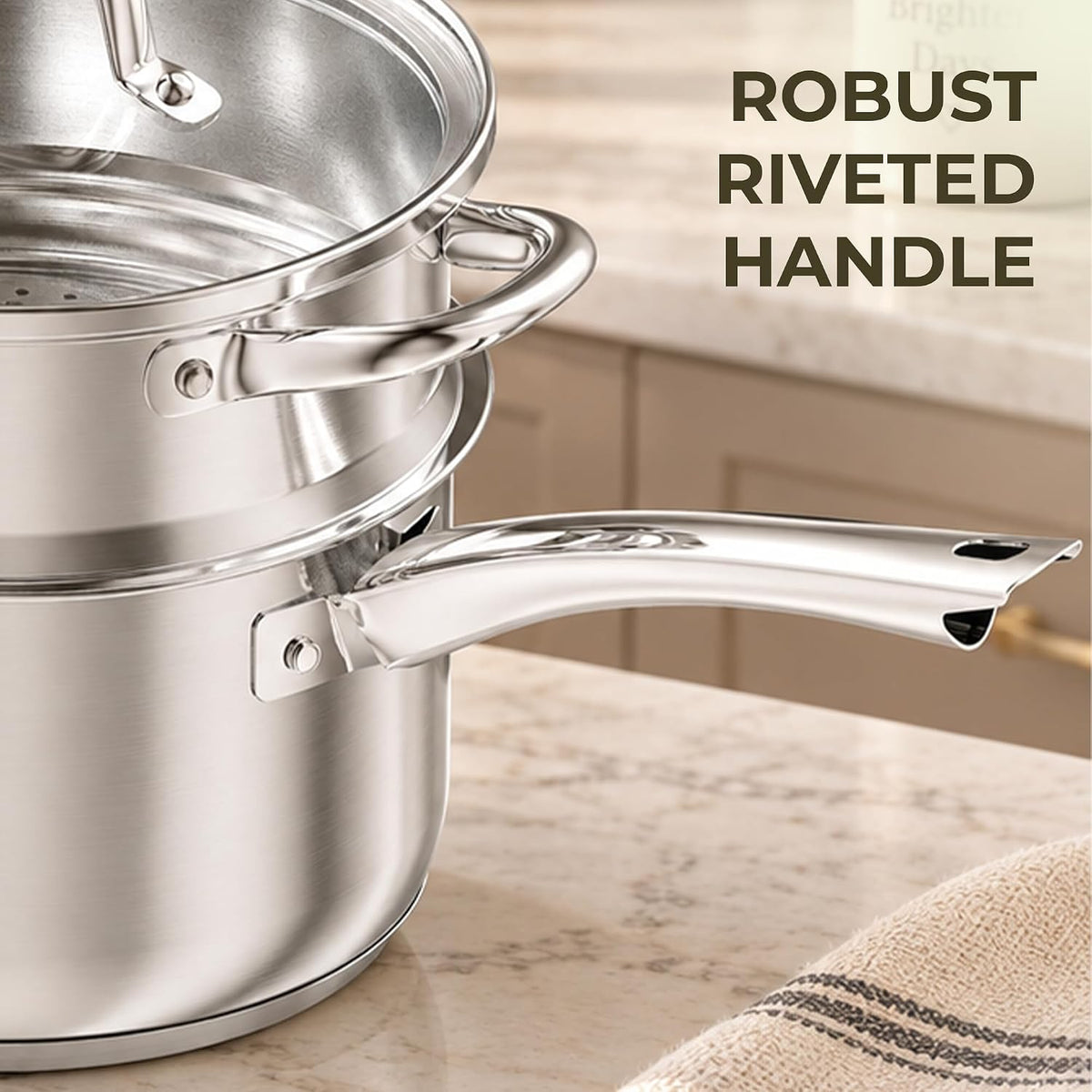 Stainless Steel SaucePan with Steamer Insert AM508-20